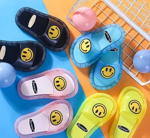Children kids light up slippers LED Flash Light Outdoor Luminescent Smiling Face Flower Slippers