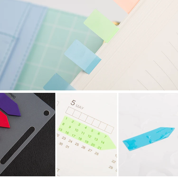 Premium quality 10 color water-resistant PET transparent flags book index tab sticker sticky notes