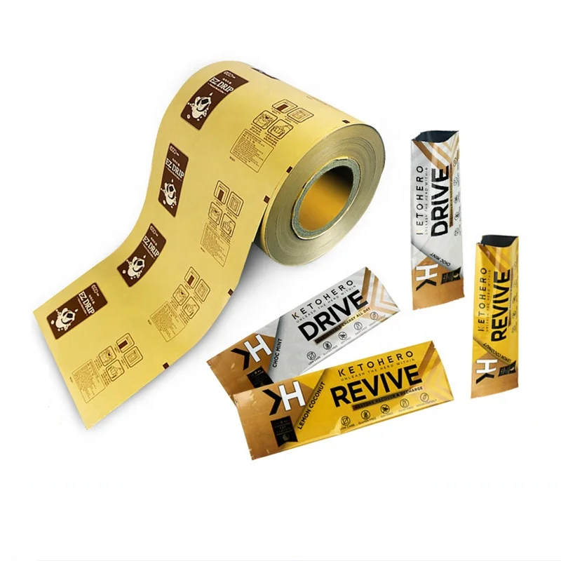 New Design Custom Printed Laminating Kraft Paper Food Packing Material Plastic Roll Film For Tea Bags Packaging
