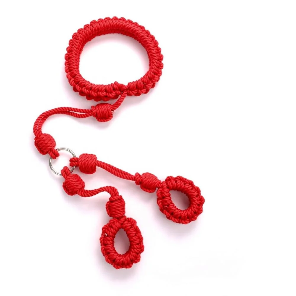 Latest Design BDSM Shiba ri Hemp Cotton Rope Bondage Restraints Gear Leash Neck Collar and Wrist Hand Cuff Combo Set