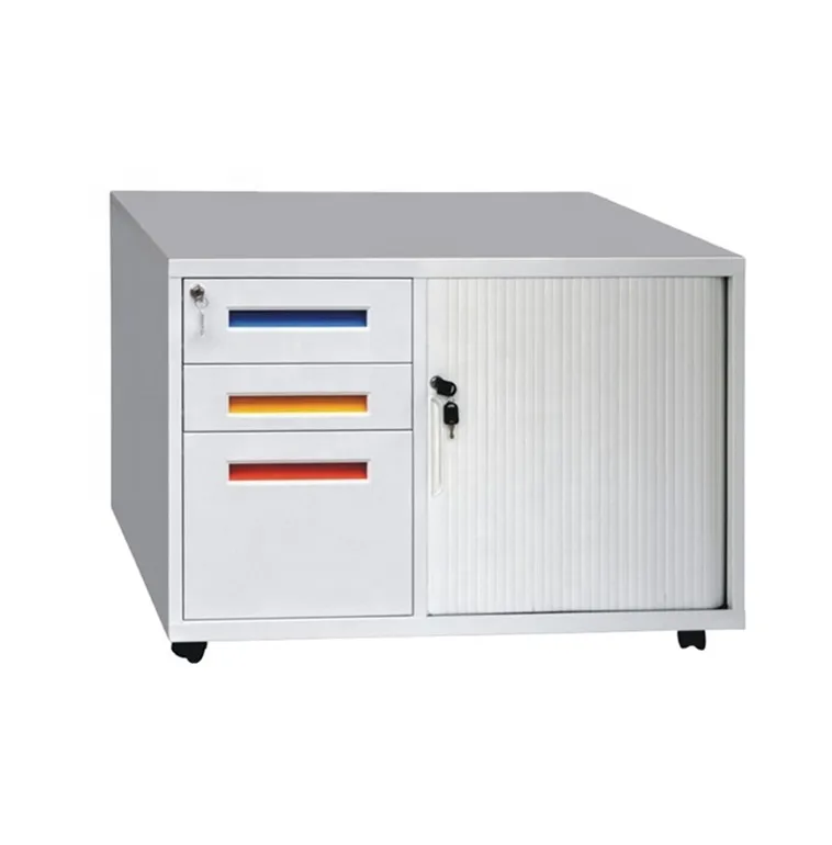 Wholesale lockable cheap roller shutter cabinet  Metal  vertical 3 drawer mobile storage pedestal file cabinet with tambour door (62171714718)