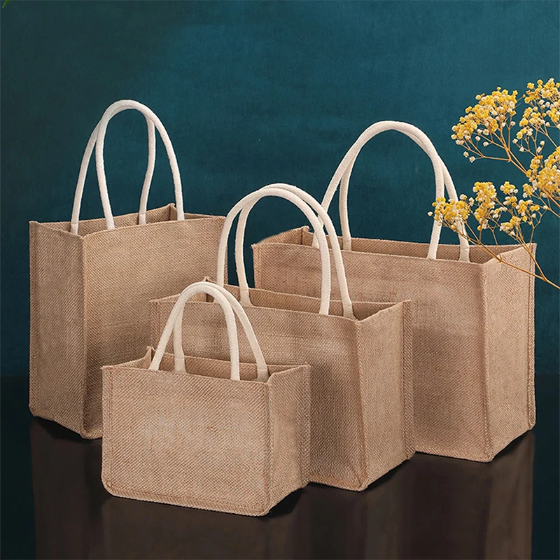 Diy environmental  shopping bag storage linen large capacity jute bag