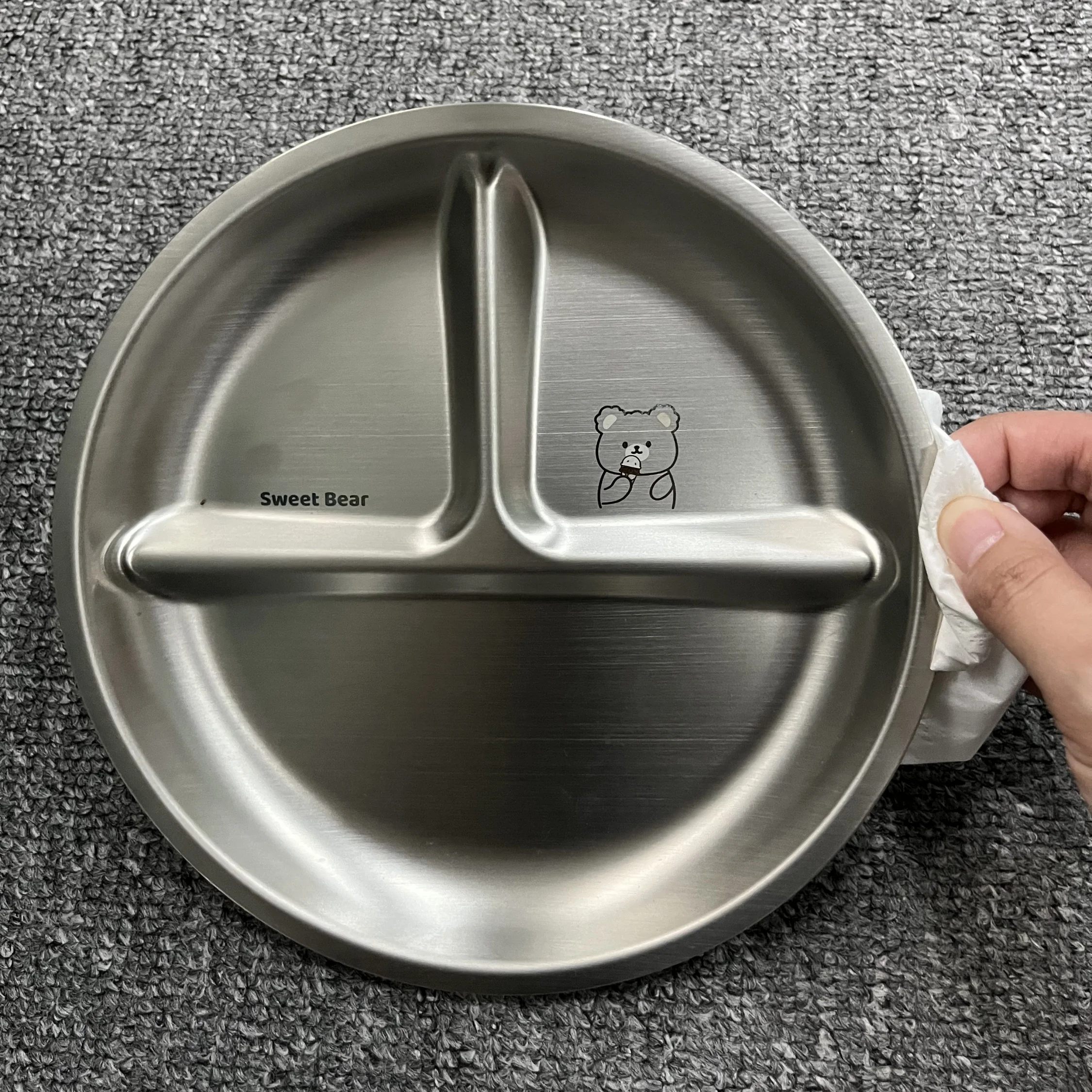 Baby Stainless Steel Plate Custom Design Suppliers Unbreakable Plate Divided Heatable Silicone Suction Baby Plate