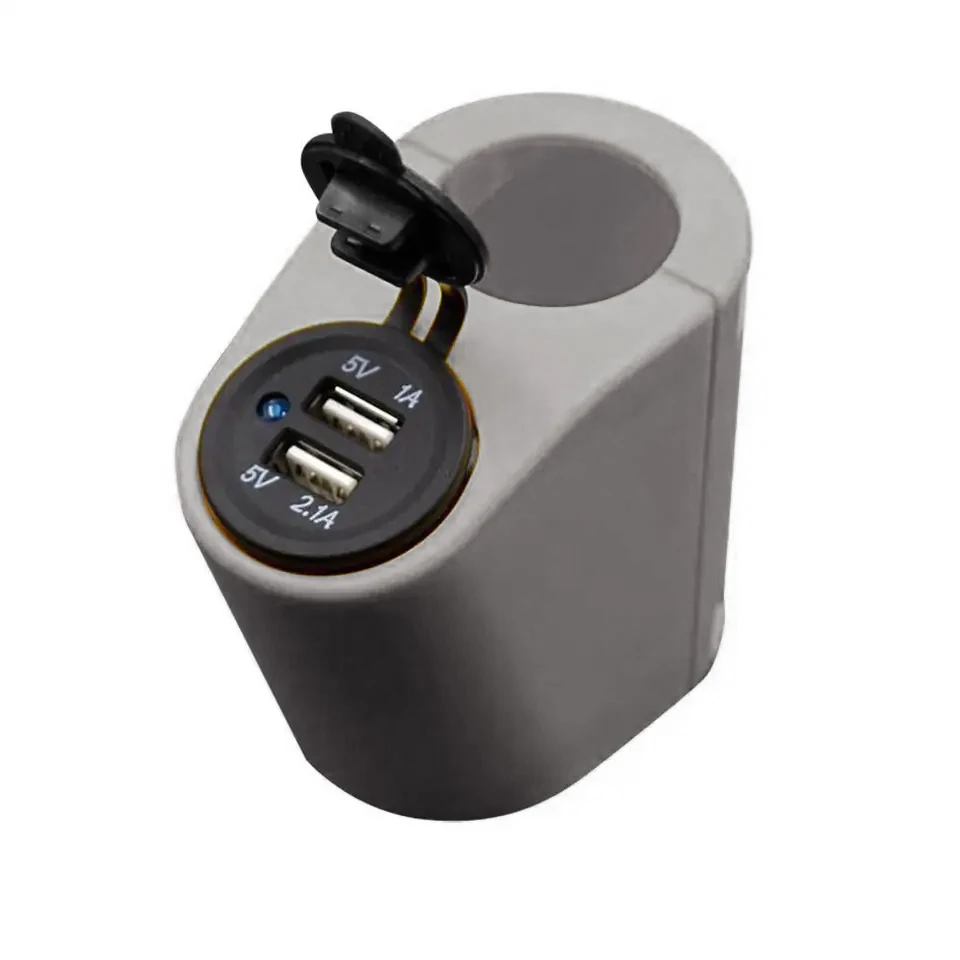 Bus handrail 12-24V Dual Ports 3.1A USB Charger Power Socket Adapter RAL 9006 color Quick Shipping