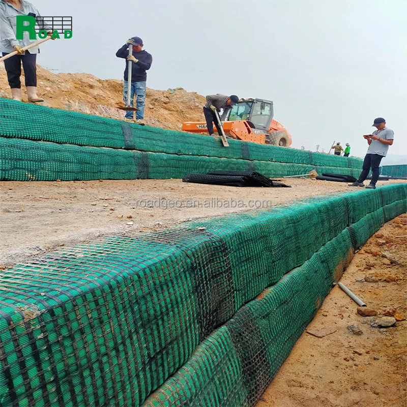 polyester biaxial geogrid 106knm road construction geogrid basalt fiber mesh geogrid