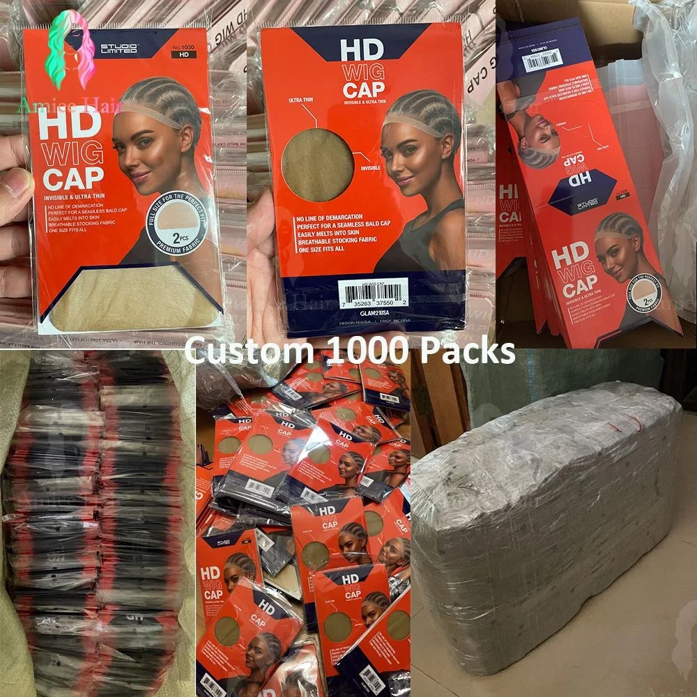 Пользовательские Супер ультраневидимые прозрачные тонкие кожаные прозрачные нейлоновые коричневые чулки Hd колпачки для париков для изготовления париков Упаковка аксессуаров