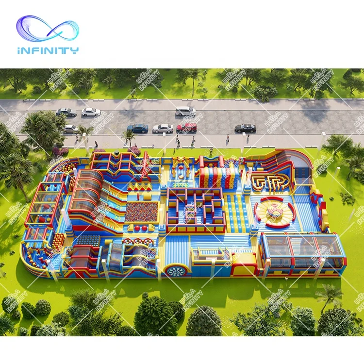 Outdoor amusement park new customized design inflatable kids playground colorful outdoor inflatable park playground for event