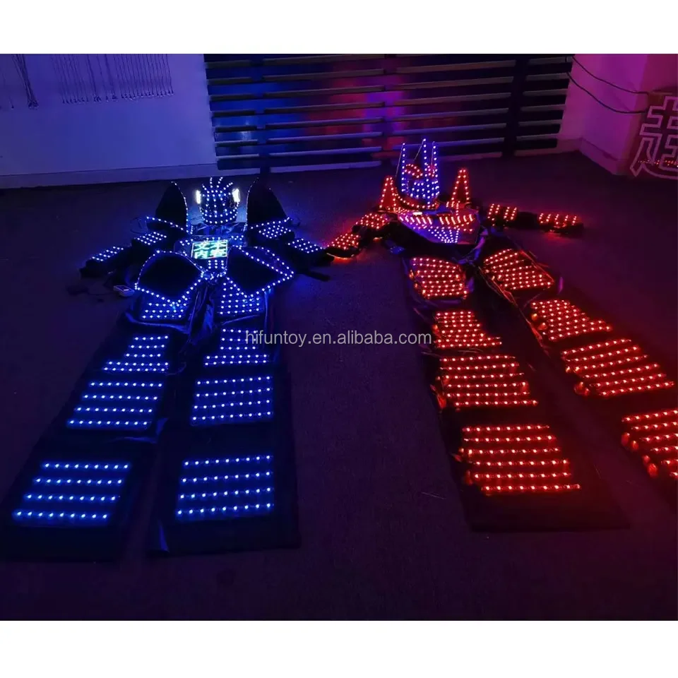 Luminous Costume Stilt Walker Costume LED Robot Stilt Walker Costume Laser Gloves Included LED Clothes Suit for Performance Wear