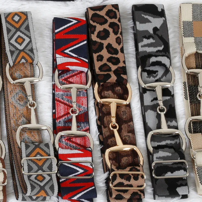 Wholesale Multi Color No MOQ Snaffle Bit Power Elastic Women Horse Riding Belts With Horse Bits Equestrian Belt Buckle