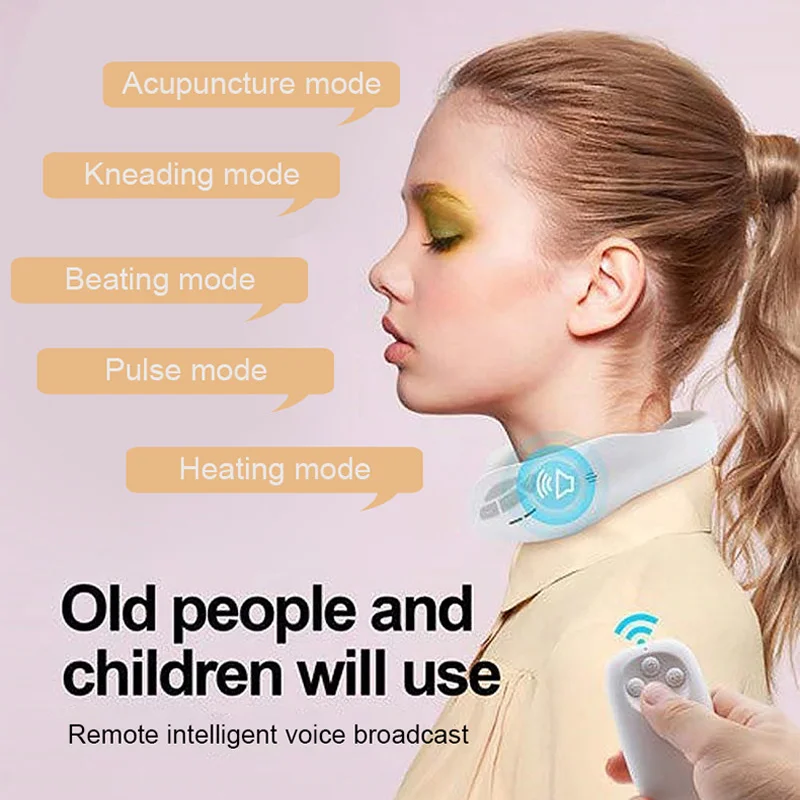 Portable 4 modes Mini Cervical Intelligent Shiatsu Massage Neck Massager Wireless Remote Control Smart Electric Neck Massager