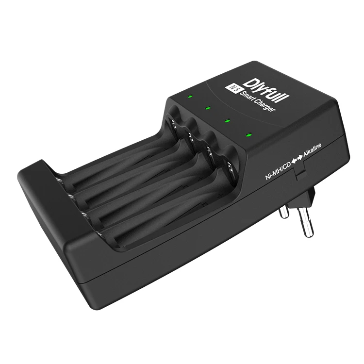 Dlyfull 4 Slots Smart Alkaline NiMH AA AAA Battery Charger Smart Fast EU plug Wall Charger for AA AAA Battery