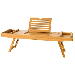 Wholesale Natural Bamboo Luxury Bathtub Caddy Tray with Extending Sides and Foldable Legs