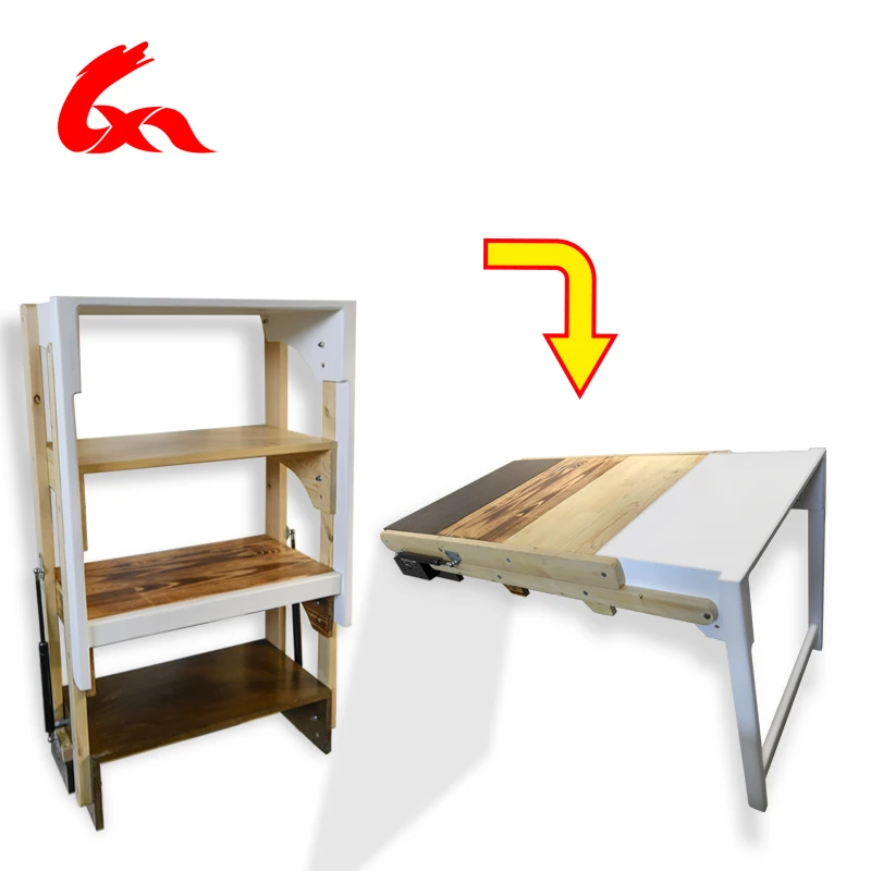 Wholesale Home Furniture Transformable Innovative Design Shelf Folding Dining Table