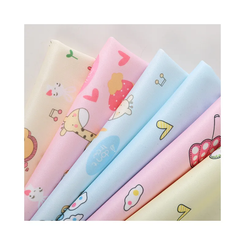 150cm polyester cartoon printed warp knitted composite PU flat cloth summer baby diaper pad home textile toy fabric
