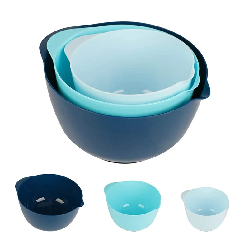 3pcs Large Plastic Mixing Bowl Set with Lids