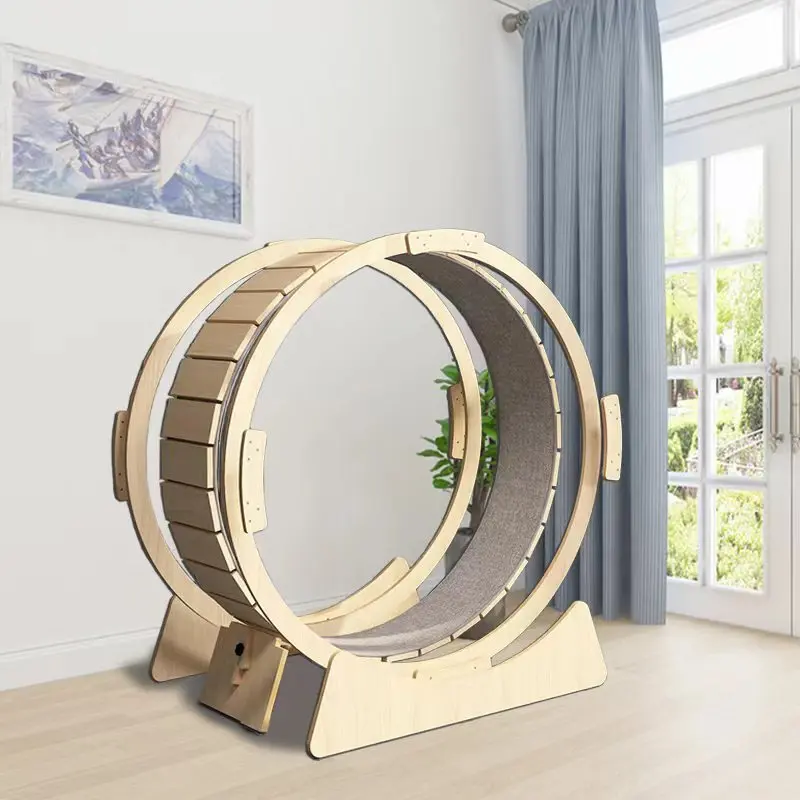 Cat Wheel Exercise for Indoor Cats,Suitable for All Cats Natural Wood Color Cat Wheel,Cat Running Wheel