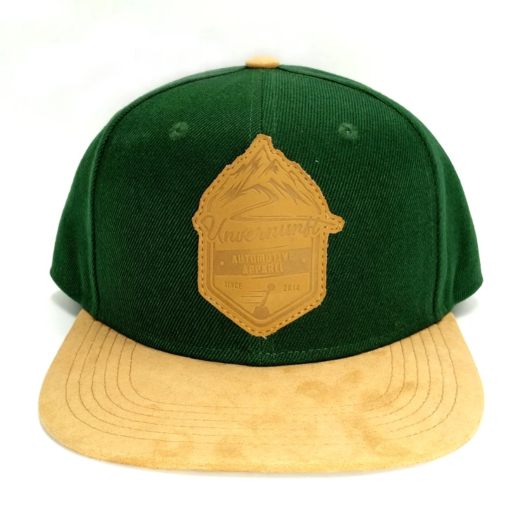 Wholesale High Quality Custom Design Your Own Suede Brim Snapback Hats Caps, Wholesale Leather Label Cap Snapback