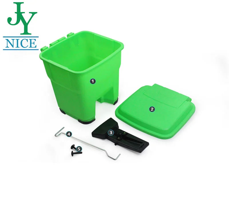 Plastic dustbin garden waste bin red foot pedal trash can with pedal rectangular