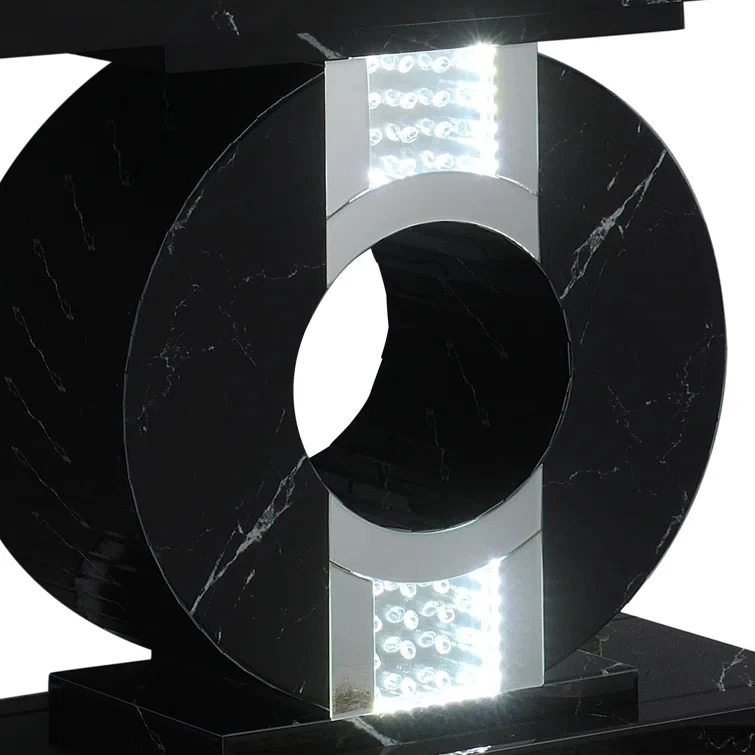 High Quality MDF Glass Marble Pattern Console Table With LED Lights For Home Decor