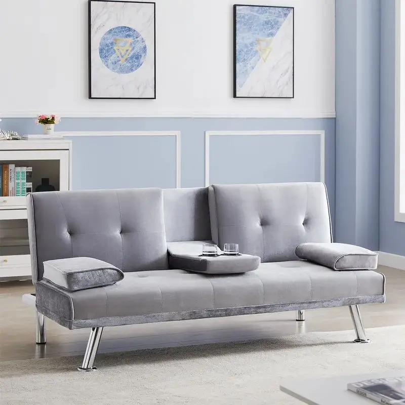 Luxury Corner Sofa Bed Velvet Living Room Sofa Convertible Bed Mulitunctional Folding Sofa Bed Space Saving