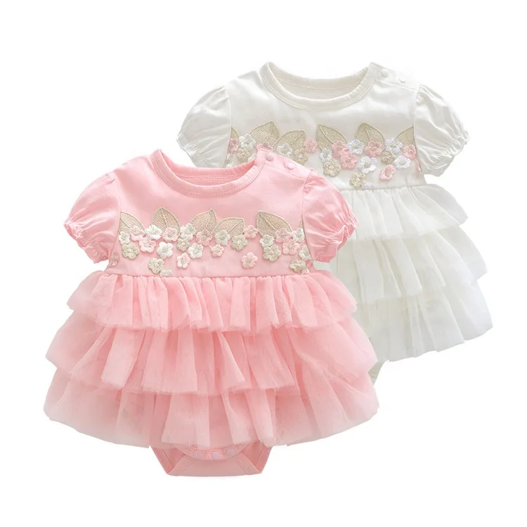 
Hot sale Summer lace outfit newborn baby girl bodysuit newborn strap girls dresses 