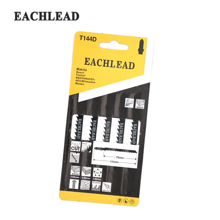 
CE Certificate Customized T144D Series T-Shank Type Wood Cutting Jigsaw Blade Tool 5pcs Set 