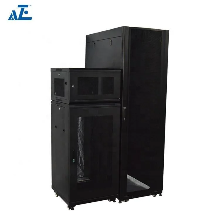 AZE 42U Server Rack enclosure Mesh Door with Casters 45U Cabinet for Audio Visual Applications
