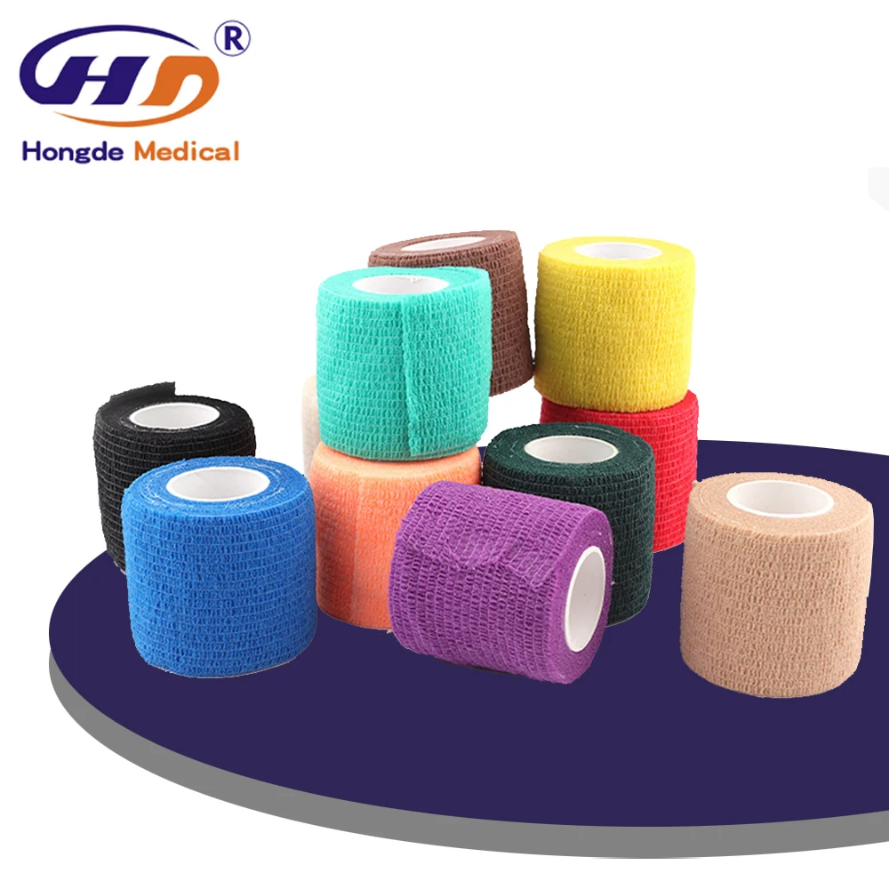 HD1015  Factory Wholesale Professional Multi Use Colorful Elastic Stretch Soft Adhesive  Bandage