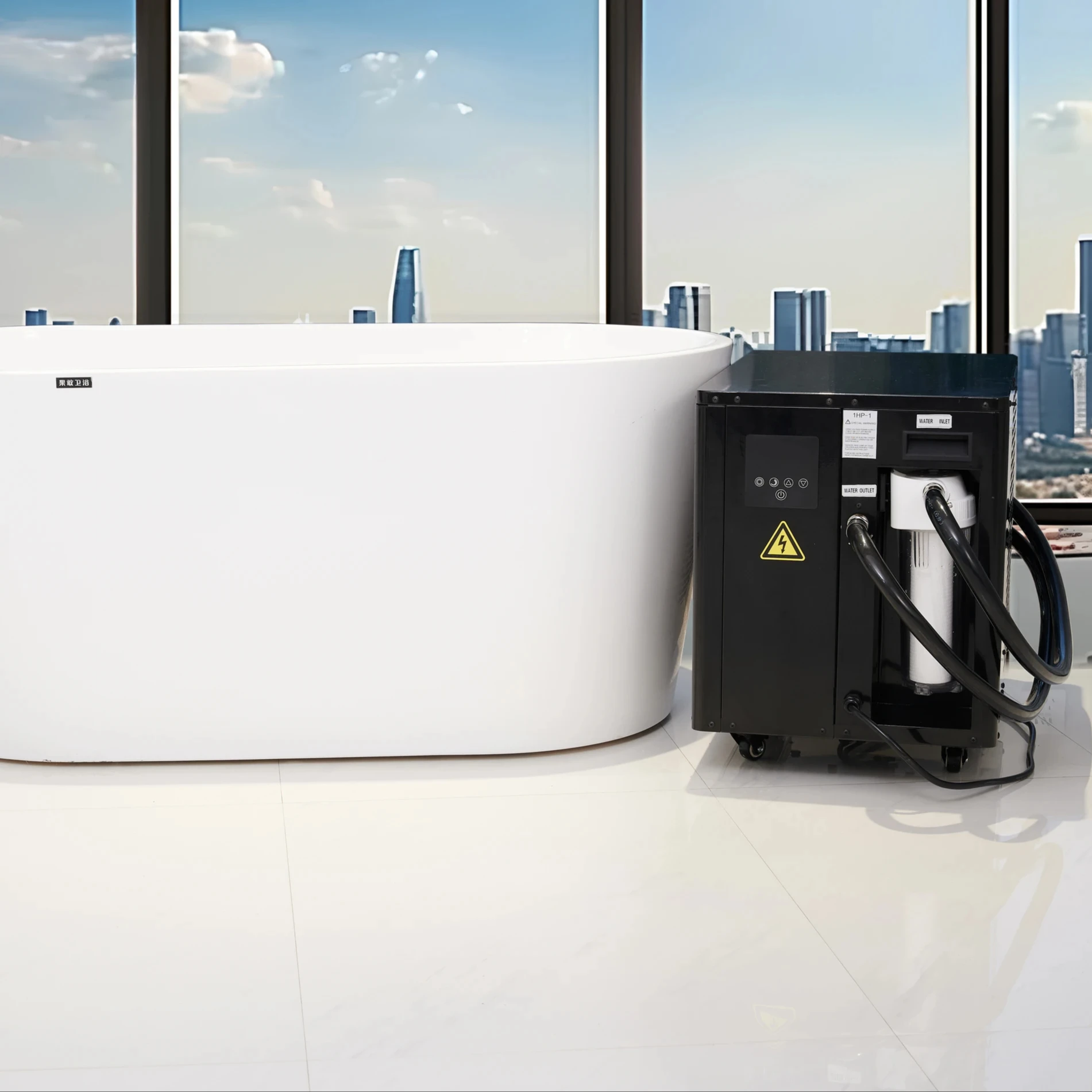 HOT acrylic bathtub Luxury Keep warm High Quality Acrylic Cold Plunge Athlete Recovery Ice Tub With Chiller