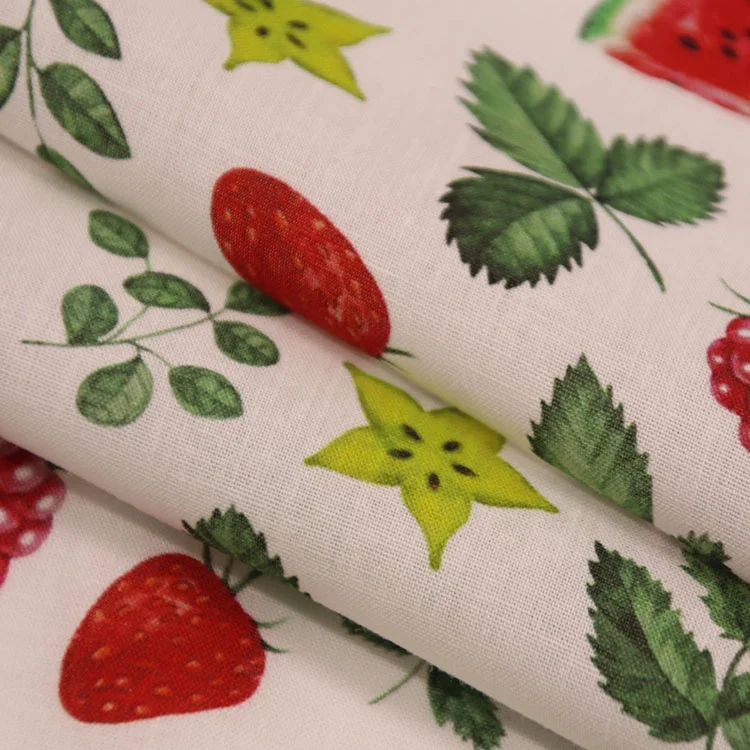 12129D фрукты цифровая печать # 70% Тенсел 30% Лен ткань для женские блузки, рубашки и платья костюмы со штанами