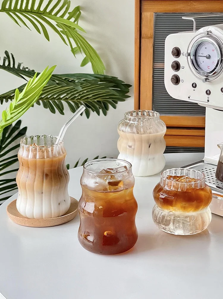 Glass Coffee Mug Breakfast Milk Mug Iced American latte cup Juice cold drink water cup