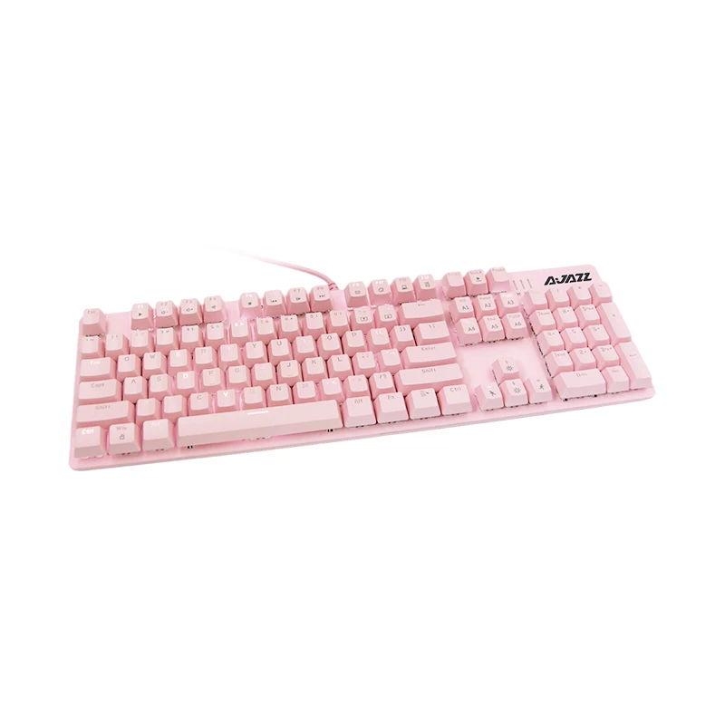 Ajazz Pink Mechanical Clicky Blue Switch 104 Keys US Layout QWERTY Cute Led Light Gamer Mechanical Keyboard