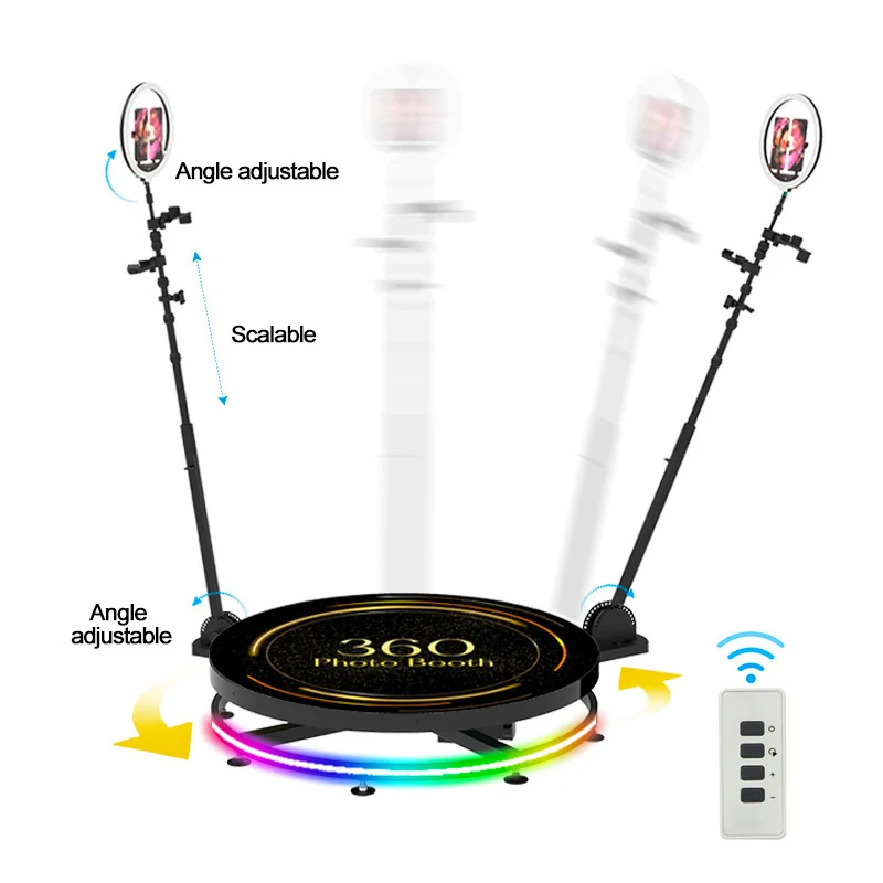 new adjustable photobooth party 2022 360 photo booth 100cm 360 photo booth metal material mirror 360 photo booth glass 100cm
