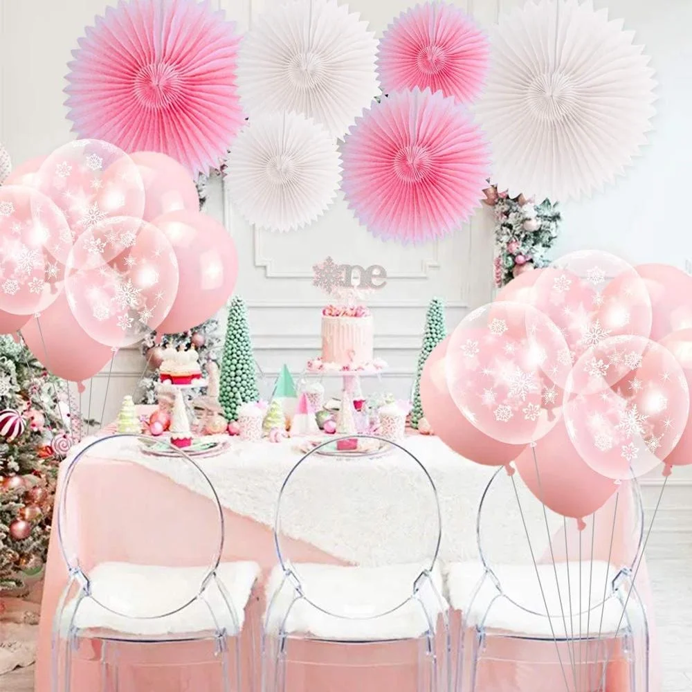 Winter Onederland Balloons 1st Birthday Decorations Pink First Birthday Party Supplies Snowflake Photo Banner Onderland Bannar