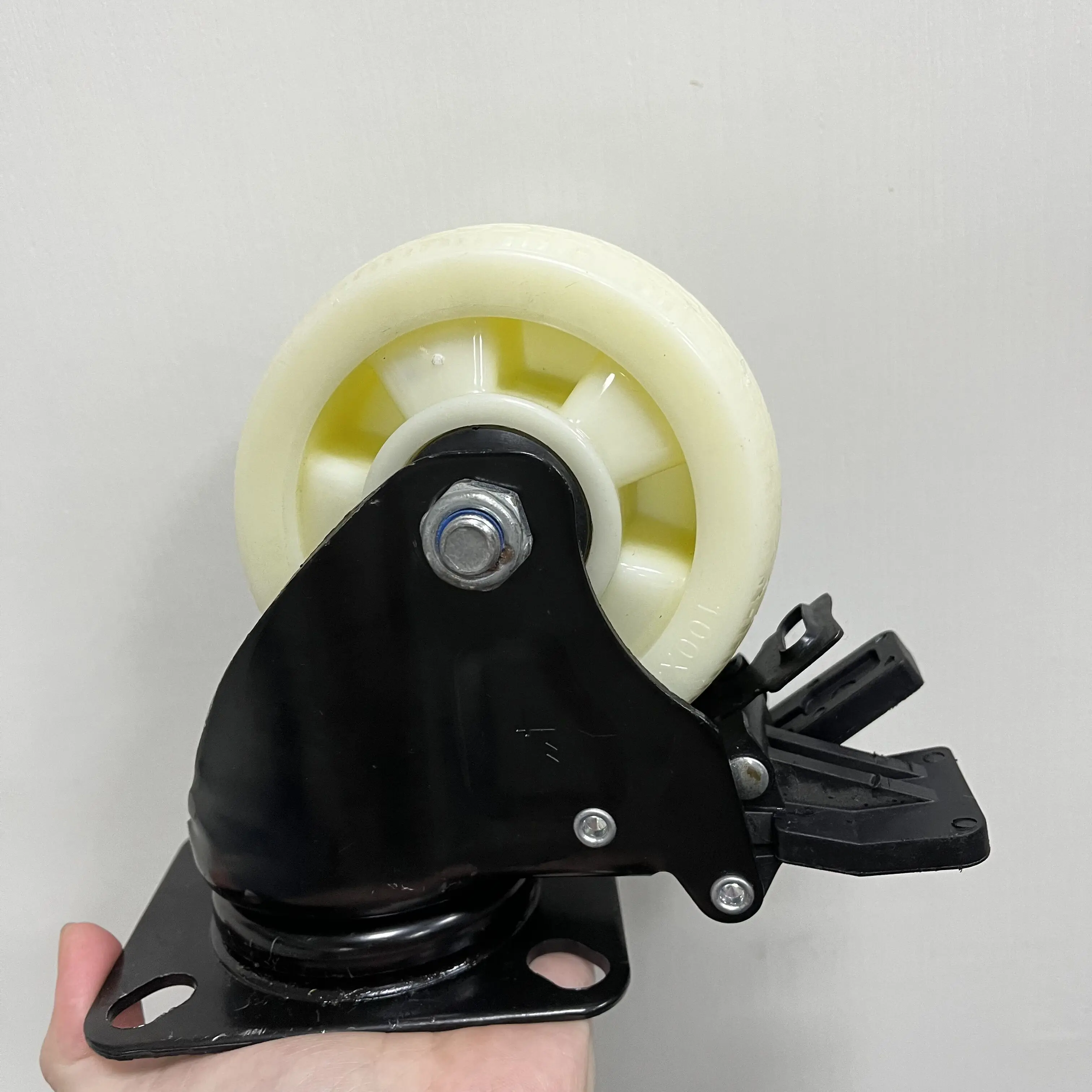 WBD 4 Inch 100 mm PP Swivel plate wheel white supermarket trolley caster wheel with bearing