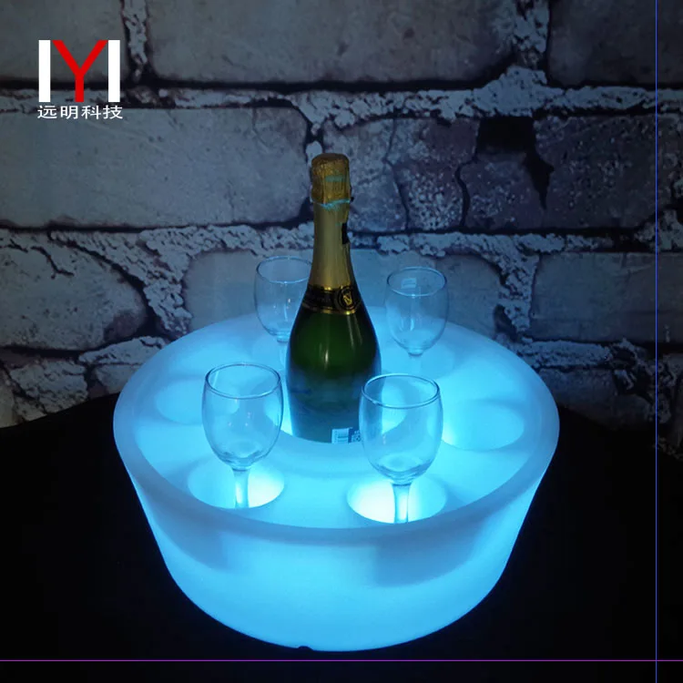 IP68 Swimming Pool Waterproof Led Serving Tray Pool Led Wine Tray White Plastic Cocktail Wine LED Ice Buckrt