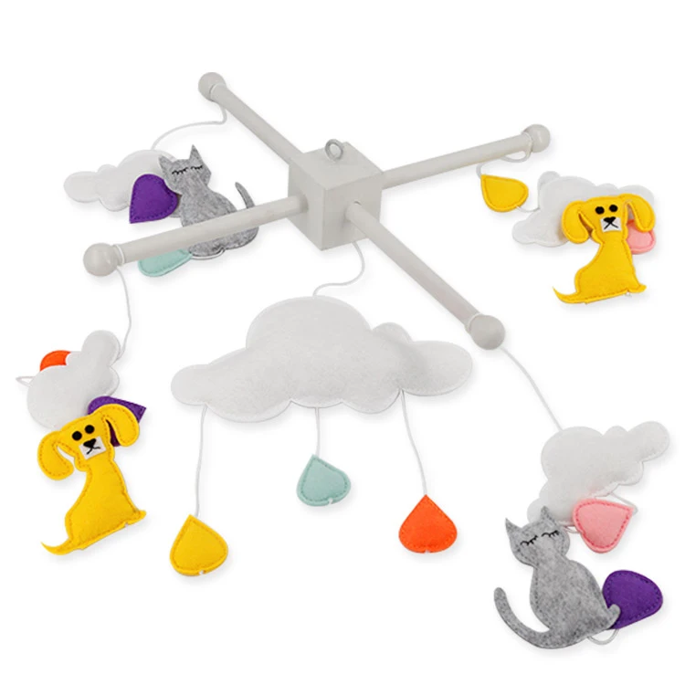 woven baby mobile felt clouds Felt toy rainbow baby mobile felt