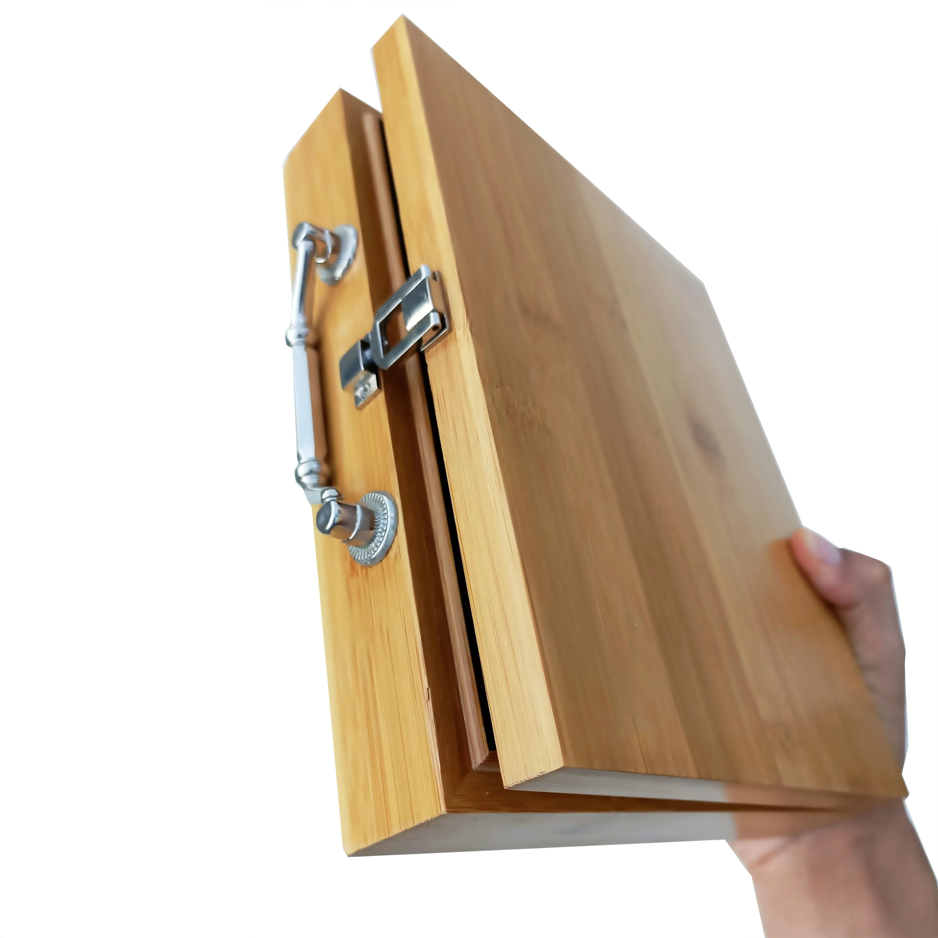 Custom Bamboo Wooden Box with Varnishing&superior Metal Storage Organize Hinged Box with EVA Insert