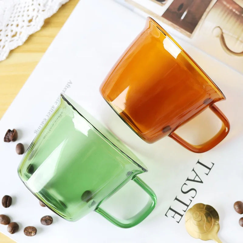 Cold Drinking Coffee Glasses Colorful High Borosilicate Glass Tea Cups Milk Mug Water Glass Cups With Handle