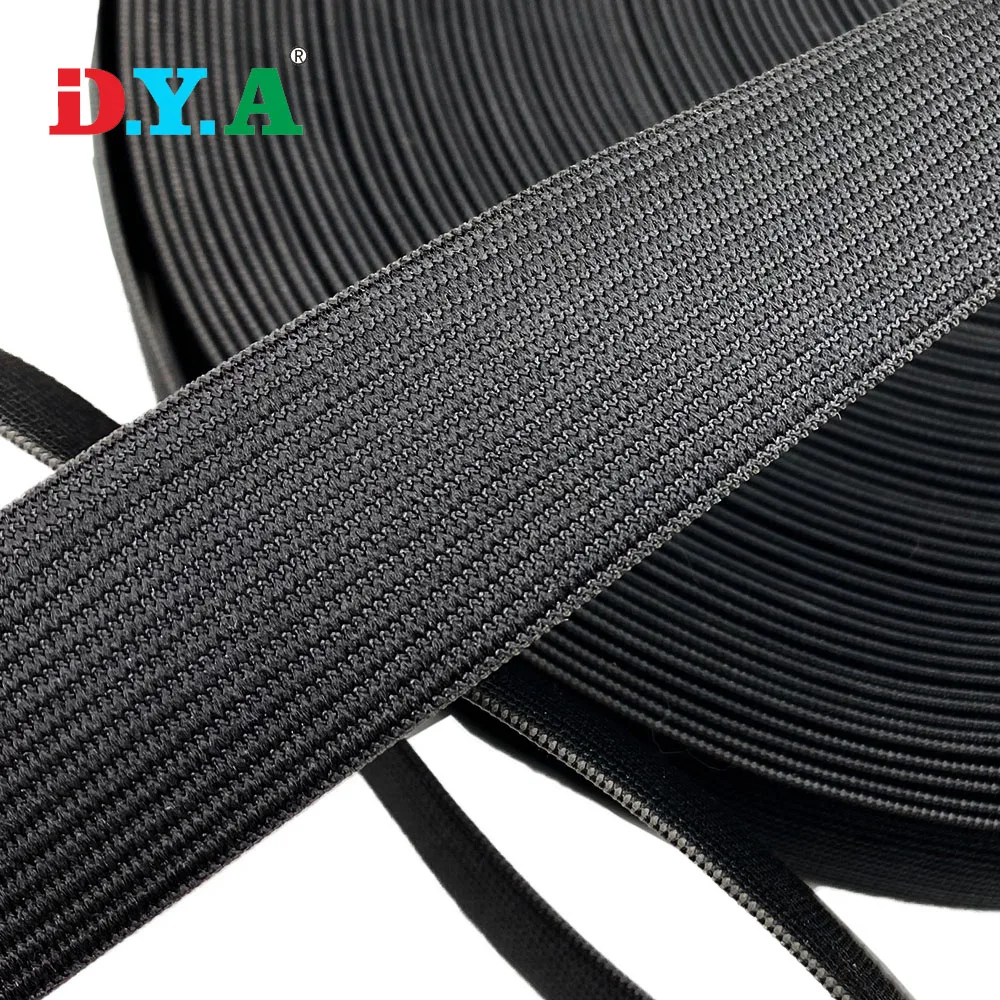 Free Sample 10mm-100mm White Black Color Polyester Rubber Elastic Waistband Knitting Elastic Tape for Cycling Clothing