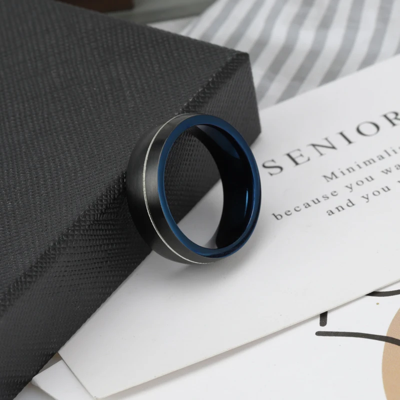 Wedding Bands Rings Band Tungsten Carbide Personalized Mens Matte Black Groove Channel Black Engagement Bands or Rings CFR3205