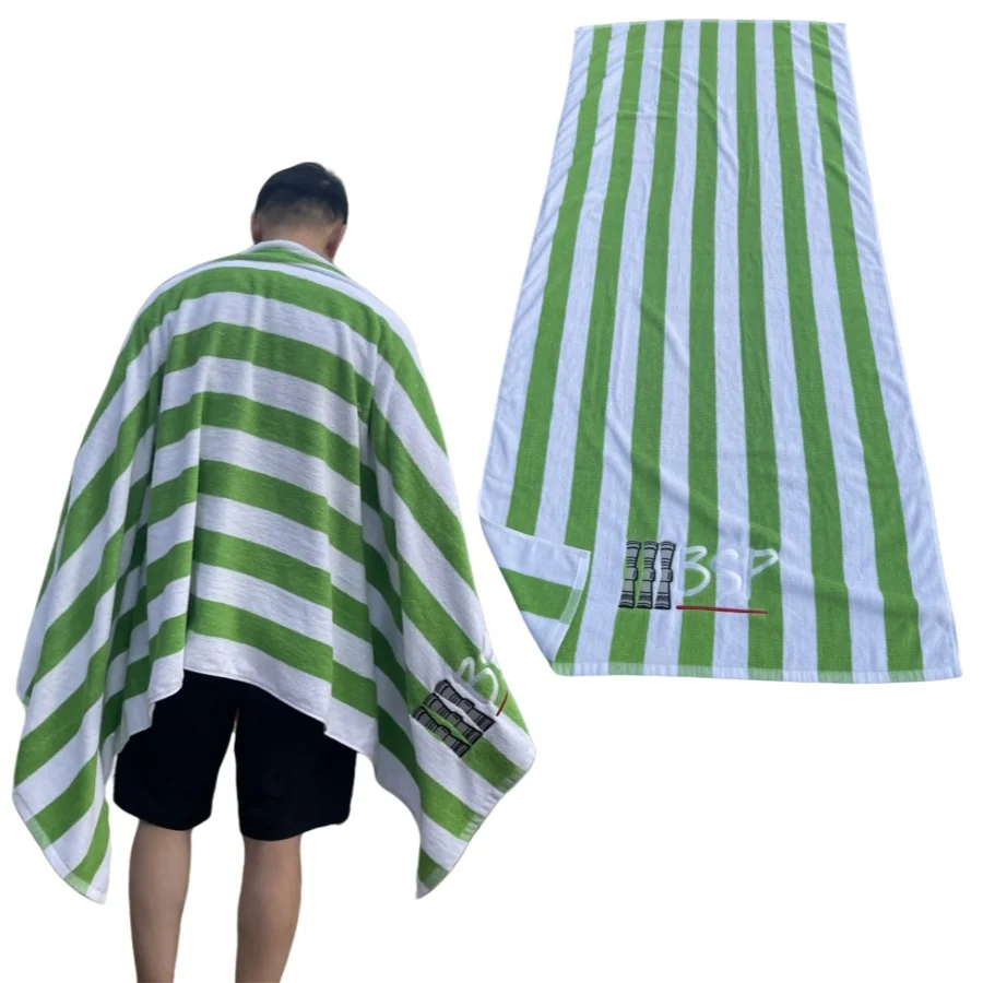 Best eco-friendly yarn dyed bath towel terry cloth jacquard striped beach towel 100% cotton cabana beach towel