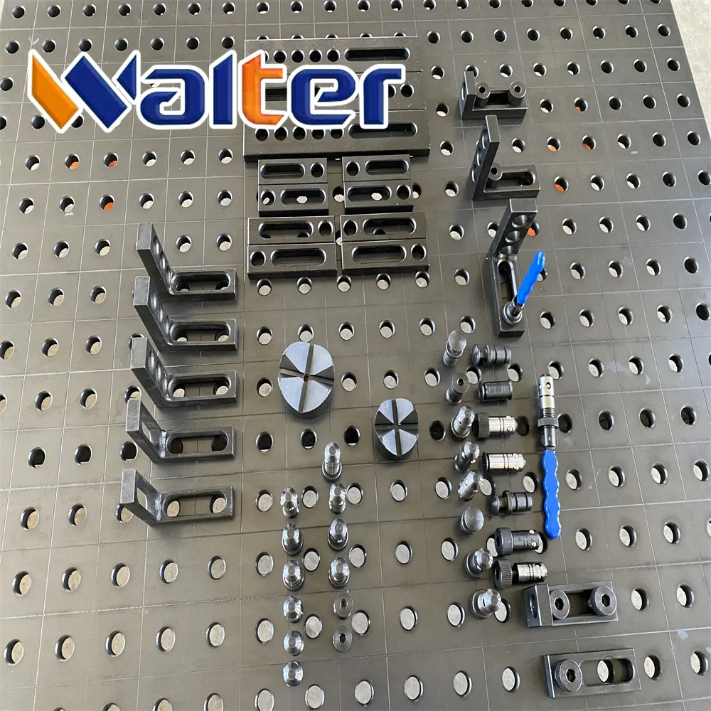 3D Steel Q355 Nitrided welding table with complete kits accessories D28 D16 stops spacer block cast iorn OEM  3D welding table