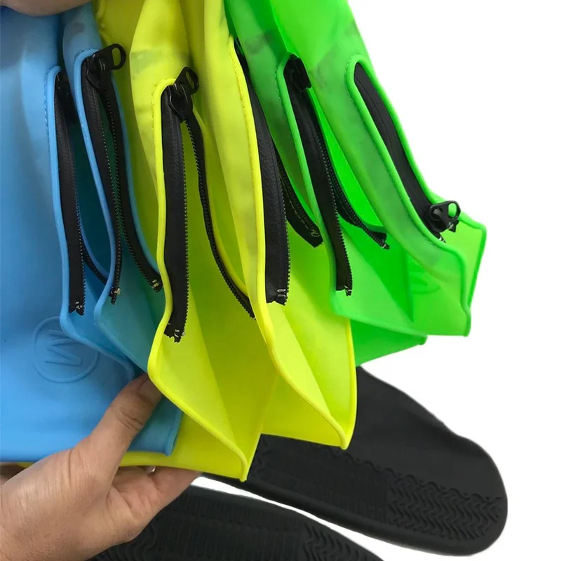 Easy Puton And Take Off Zipper Silicon Rain Shoe Protection C over Protective Anti Slip Rainy Reusable Silicone