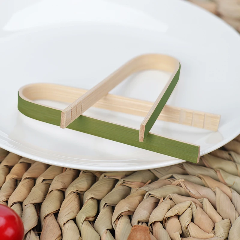 U shape  green color toast bamboo  tongs/bamboo clip
