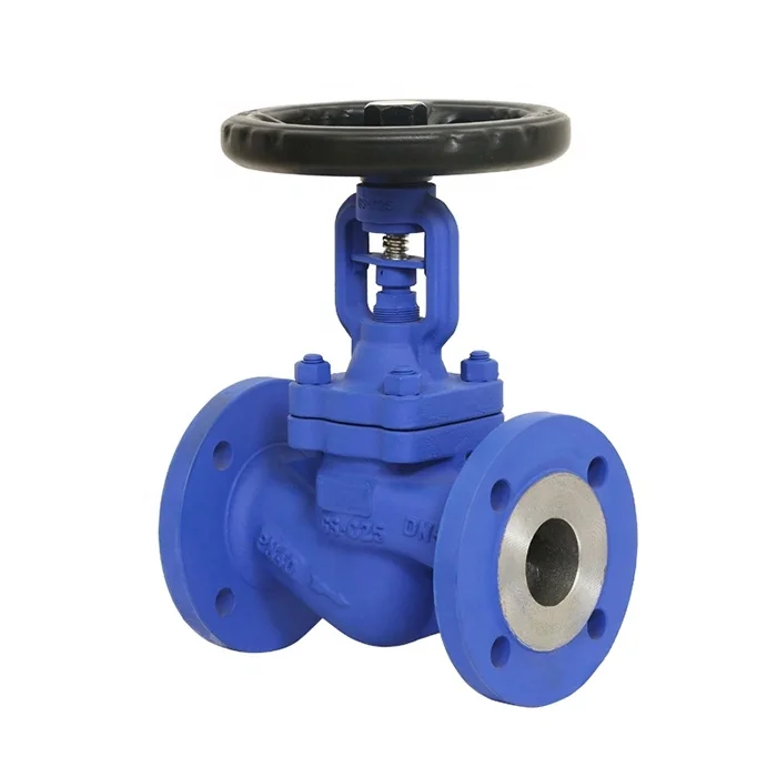 DIN JIS mss sp85 Standard Cast Iron GGG50 Bellow Seal Hand Wheel Straight Globe Valve