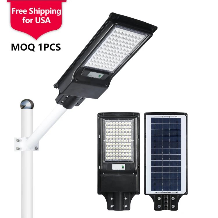 Stock In USA waterproof outdoor ip65 smd 80w 120w all in one integrated led solar streetlight