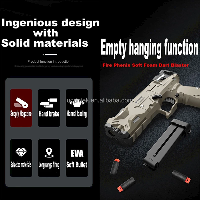 Fire Phoenix Blaster Soft EVA Foam Bullet Gun With Magazine Shooting Game Glock Toy Pistol for Boys