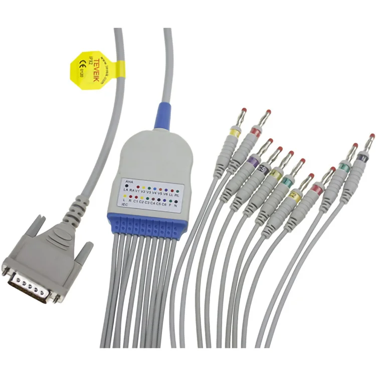 Compatible Schiller AT3 AT6 CS6 AT5 AT10 AT60 EKG Cable Factory Custom Banana 4.0 IEC AHA Without Resistor DB 15pin EKG Cable