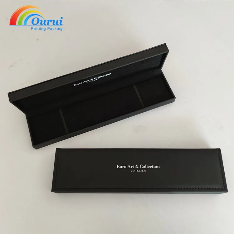 Factory sales cheap price LOW MOQ Customized print logo pu black leather any color available long watch box accept custom
